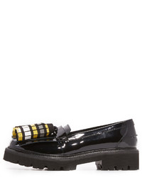 schwarze Leder Slipper mit Quasten von MSGM