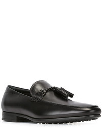 schwarze Leder Slipper mit Quasten von Tod's