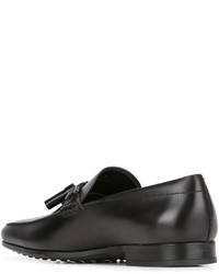 schwarze Leder Slipper mit Quasten von Tod's