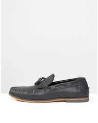 schwarze Leder Slipper mit Quasten von Asos