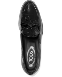 schwarze Leder Slipper mit Quasten von Tod's