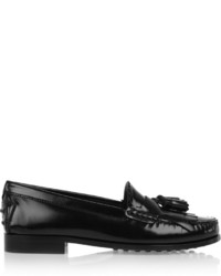 schwarze Leder Slipper mit Quasten von Tod's