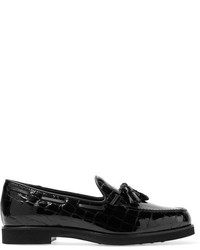 schwarze Leder Slipper mit Quasten von Tod's