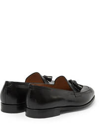 schwarze Leder Slipper mit Quasten von John Lobb