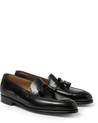 schwarze Leder Slipper mit Quasten von John Lobb