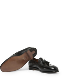 schwarze Leder Slipper mit Quasten von John Lobb