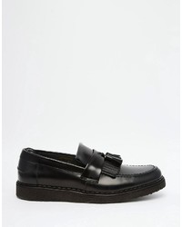 schwarze Leder Slipper mit Quasten von Fred Perry