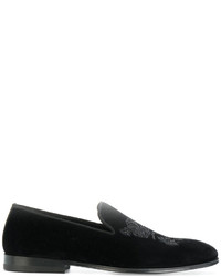 schwarze Leder Slipper von Alexander McQueen