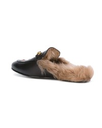 schwarze Leder Slipper von Gucci