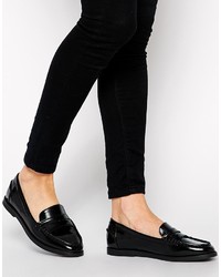 schwarze Leder Slipper von Asos