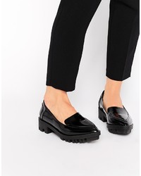 schwarze Leder Slipper von Asos