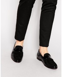 schwarze Leder Slipper von Asos