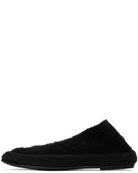 schwarze Leder Slipper von The Row