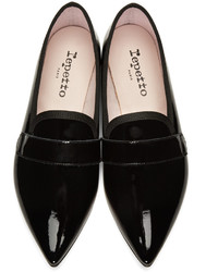 schwarze Leder Slipper von Repetto