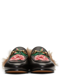 schwarze Leder Slipper von Gucci