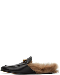 schwarze Leder Slipper von Gucci