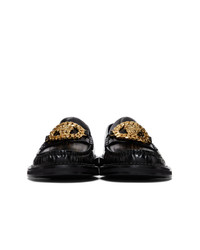 schwarze Leder Slipper von Versace