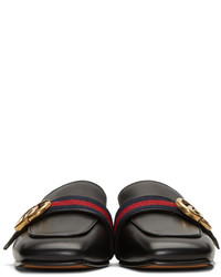 schwarze Leder Slipper von Gucci