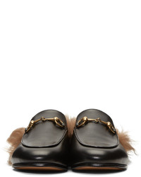 schwarze Leder Slipper von Gucci