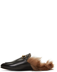 schwarze Leder Slipper von Gucci