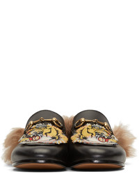 schwarze Leder Slipper von Gucci