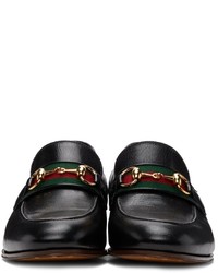 schwarze Leder Slipper von Gucci