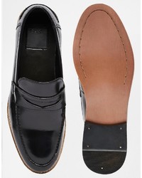 schwarze Leder Slipper von Asos