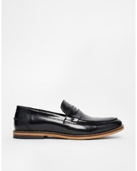 schwarze Leder Slipper von Asos