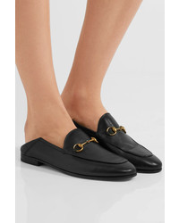 schwarze Leder Slipper von Gucci