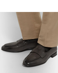 schwarze Leder Slipper von Santoni