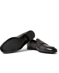 schwarze Leder Slipper von Santoni