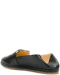 schwarze Leder Slipper von Charlotte Olympia