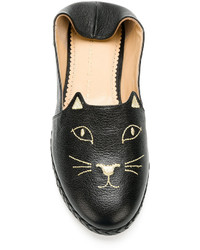 schwarze Leder Slipper von Charlotte Olympia