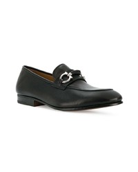 schwarze Leder Slipper von Salvatore Ferragamo