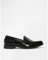 schwarze Leder Slipper von Asos