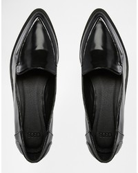 schwarze Leder Slipper von Asos