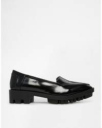 schwarze Leder Slipper von Asos