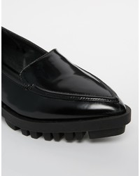 schwarze Leder Slipper von Asos