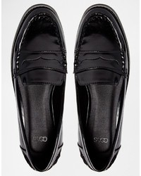 schwarze Leder Slipper von Asos