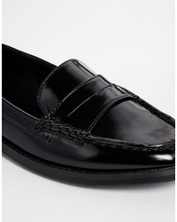 schwarze Leder Slipper von Asos