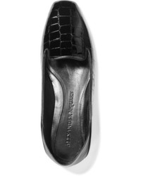 schwarze Leder Slipper von Alexander McQueen