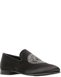 schwarze Leder Slipper von Versace