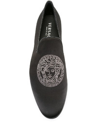 schwarze Leder Slipper von Versace