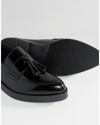 schwarze Leder Slipper von Pieces