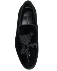 schwarze Leder Slipper von Alexander McQueen