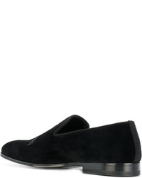 schwarze Leder Slipper von Alexander McQueen