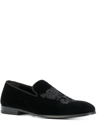 schwarze Leder Slipper von Alexander McQueen