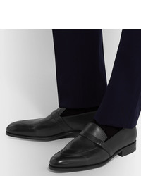 schwarze Leder Slipper von John Lobb