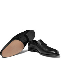 schwarze Leder Slipper von John Lobb