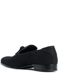 schwarze Leder Slipper von Jimmy Choo